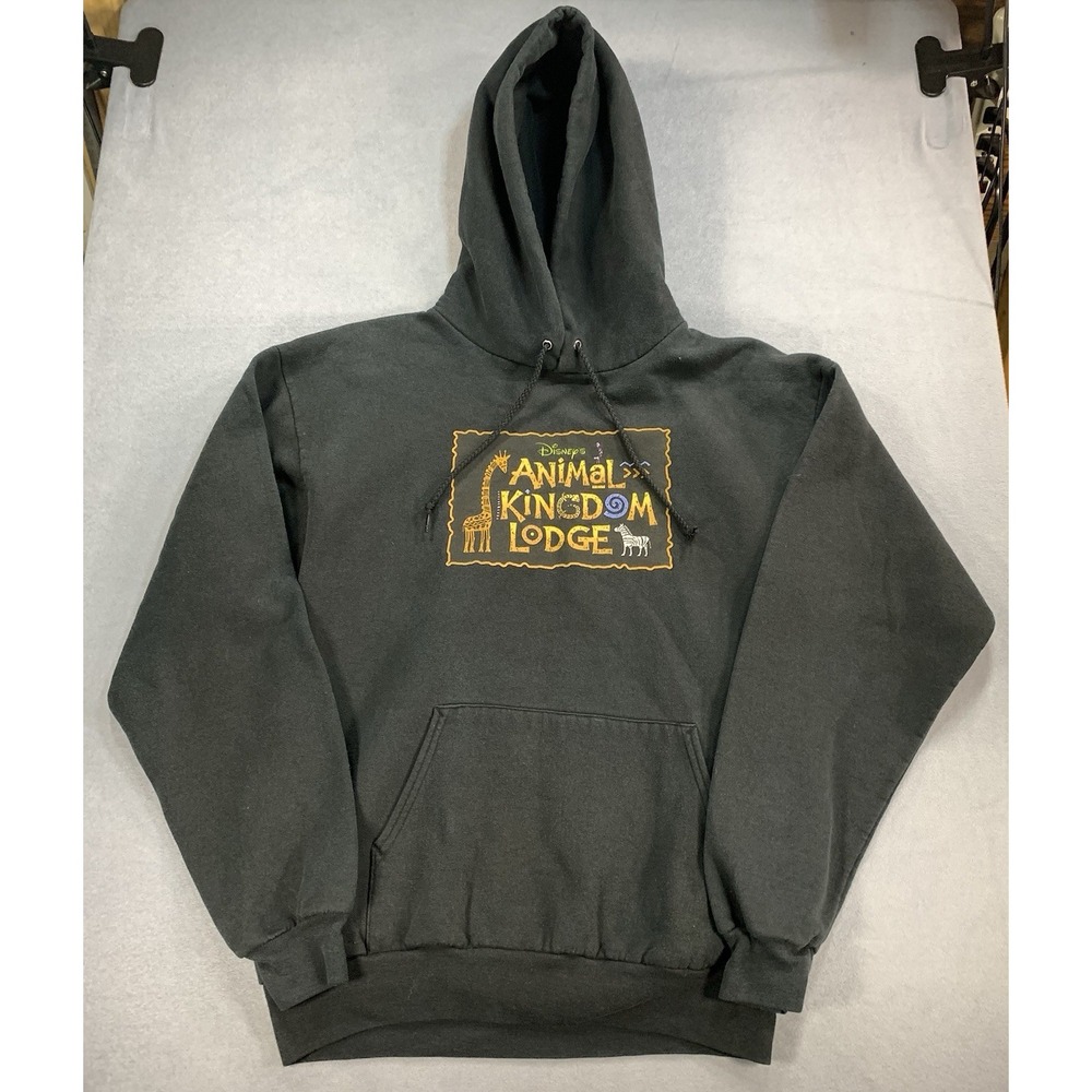 Vintage Disney Animal Kingdom Lodge Hoodie Mens M Black Pullover
